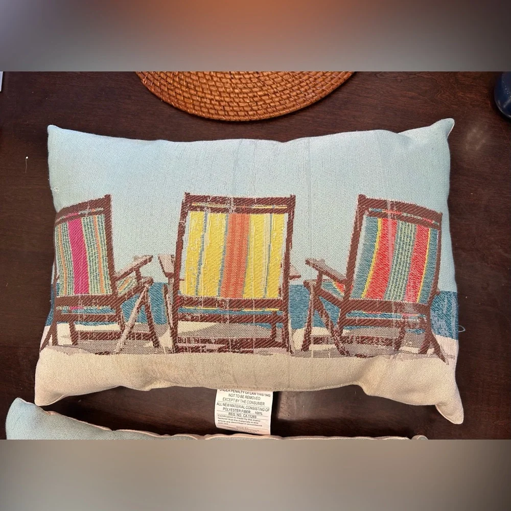 Pair of Vibrant Deck Chair Accent Pillows